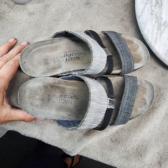 Naot Shoes Womens Size 7 Brenda Gray Slip-On Platform Heel Sandals *GUC* - Picture 9 of 13